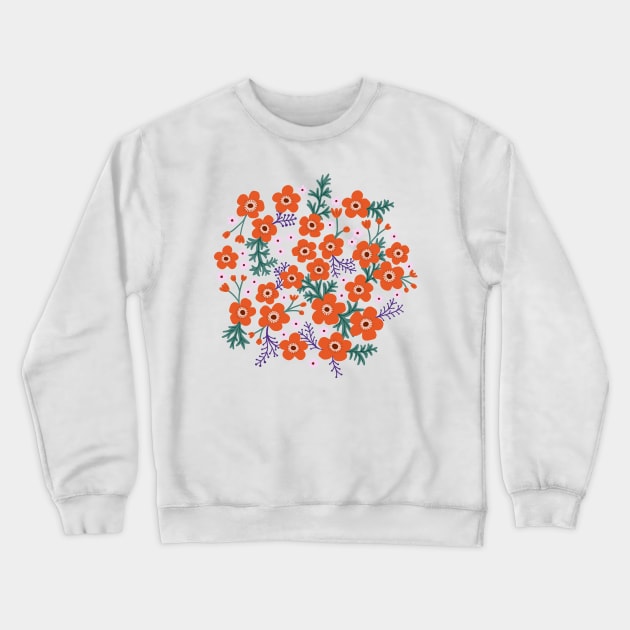 Buttercup garden in coral and lavender Crewneck Sweatshirt by Natalisa